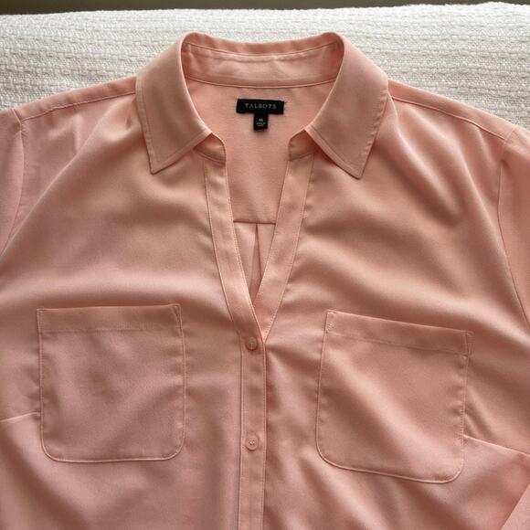 Size 16 Talbots Pink Button-Down Camp Shirt - Picture 3 of 7